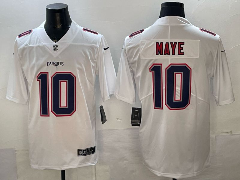 Men 2026 New England Patriots #10 Maye white Nike Limited NFL Jersey style 001